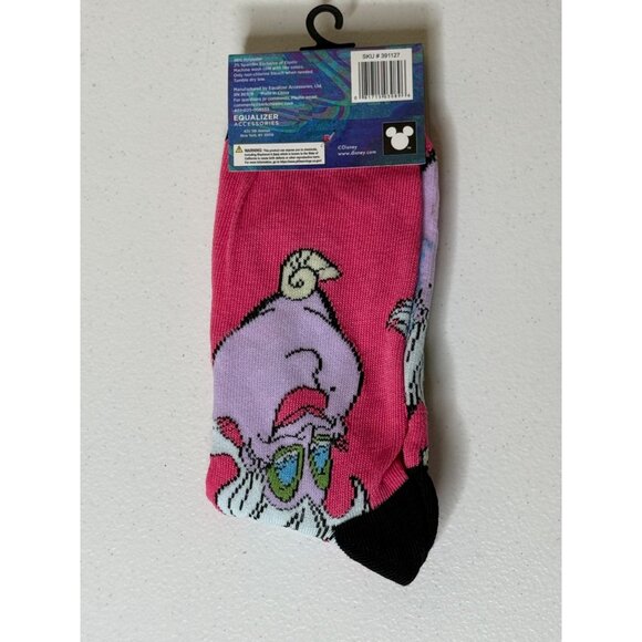 Disney Villains Ursula Little Mermaid Pink Crew Socks Size 9-13 NWT - Picture 2 of 2